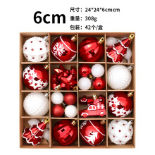 (Red and white) Christmas Decorations Red, Green And Gold 42 Fine Painted Christmas Ball Set