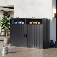 5x2.6 ft Metal Outdoor Garbage Can Storage Shed Weather-Resistant