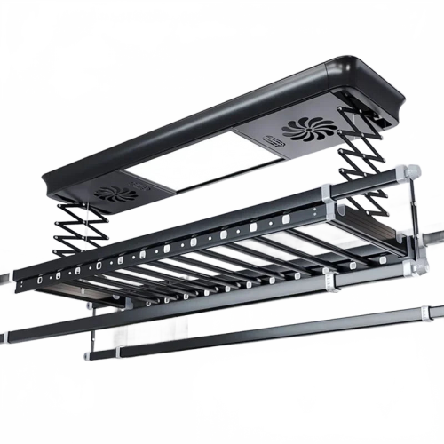 Smart Electric Drying Rack with Remote Control & Automatic Lifting - Four Rod Telescopic Design for Balcony Use