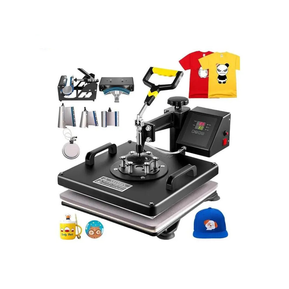 8-in-1 multifunctioneel heatpressapparaat voor mokken, petten, borden en T-shirts - 30x38cm/38x38cm sublimatieprinter