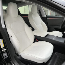 Tesla Model 3/Y White Perforated Leather Seat Ventilation Cover - Premium Modification for Enhanced Comfort