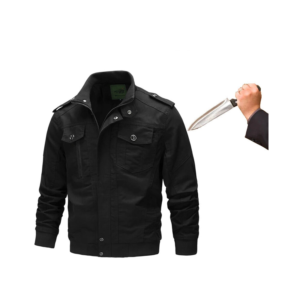 Men's Plus Size Anti-Cut & Anti-Stab Self-Defense Jacket - Flexible, Invisible Stand Collar Safety Apparel Inspired by FBI/Police Fashion