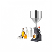 Adjustable Manual Liquid Filling Machine with Hopper - A03 Model, 50ml to 100ml Capacity for Water, Juice, Shampoo, and Honey