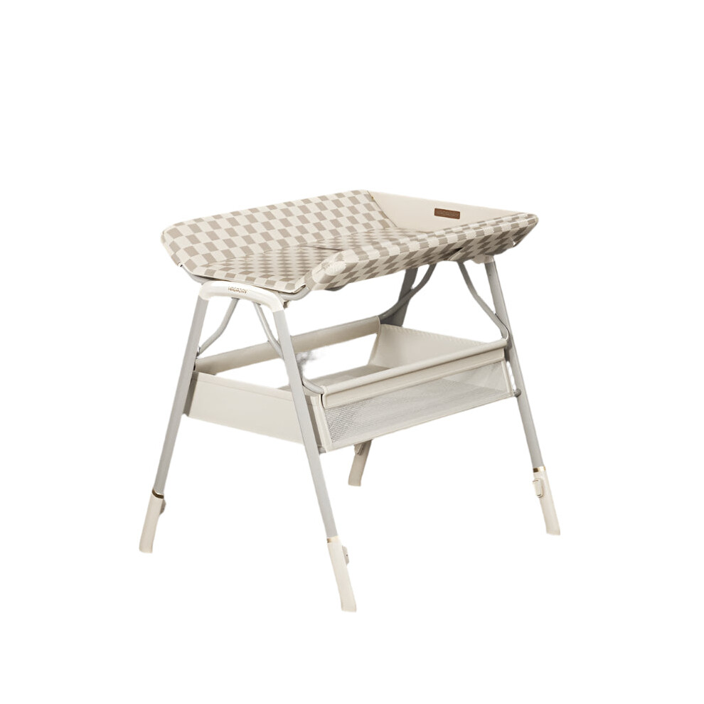 Multi-Functional PU Leather Baby Diaper Changing Table with Newborn Bath Crib & Silent Universal Wheels
