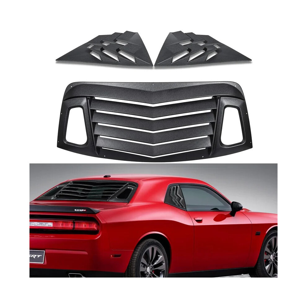 Dodge Challenger 2008-2023 Gt Lambo Style Matte Rear Window Louvers & Sun Shade Cover Black