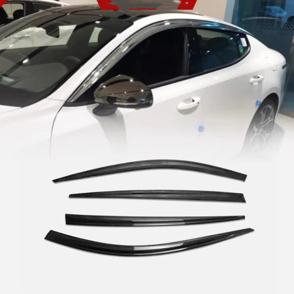 Kia Stinger K8 Carbon Fiber Window Visor & Windshield Rain Eyebrow Auto Accessories