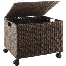 Espresso Water Hyacinth Rolling Besteklade met Vergrendelbare Wielen en Deksel