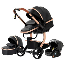 3-in-1 Lichtgewicht PU-lederen Kinderwagen & Wagens - Draagbaar ontwerp voor gemakkelijk reizen