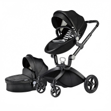 Deluxe F22 Kinderwagen mit verstellbarem Sitz, Aluminiumrahmen, Vollgummireifen, Regenschutz, Moskitonetz & großem Stauraumkorb