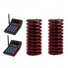 Retekess T119 draadloos restaurant pager systeem - dubbele toetsenborden en 20 trilwekkers voor cafés, food courts, clubs en barbecue's
