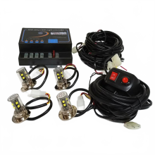 Ultra-Helder 4-Head 8W LED Autos Stroboscoop Waarschuwingslicht Kit - DC12V/24V Inbouw Grille Noodlampen met Bedieningsschakelaar
