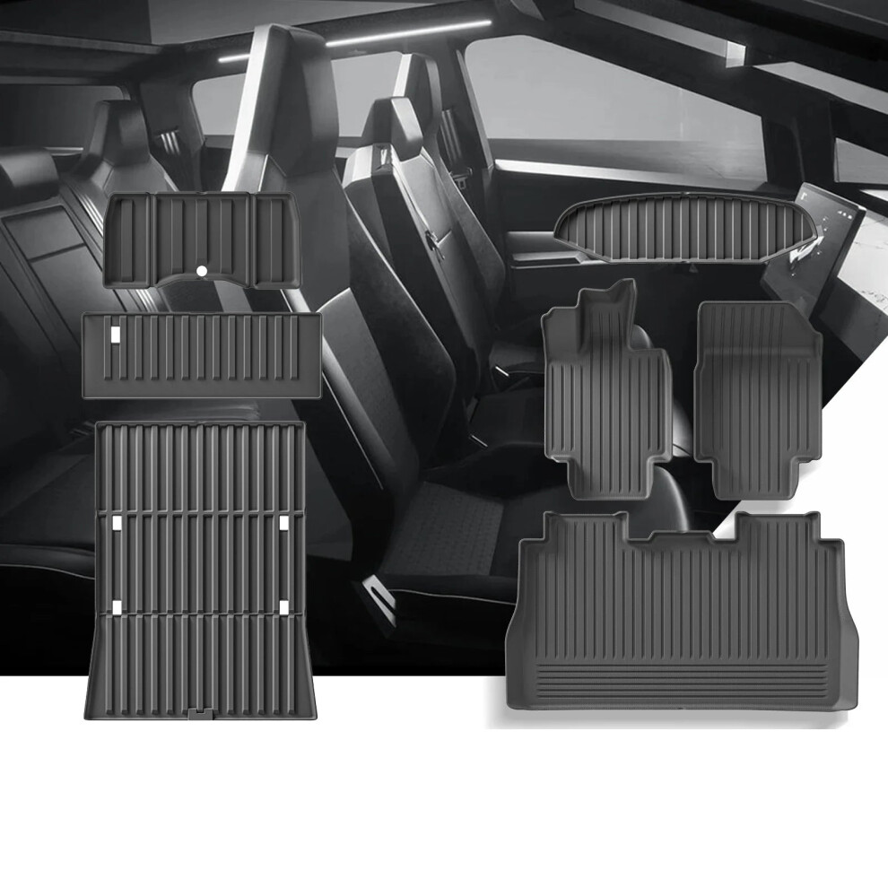 Tesla Cybertruck 2024 All-Weather Tpe Floor Mats & Cargo Liners - Waterproof Front, Rear, And Trunk Protection 744759044013