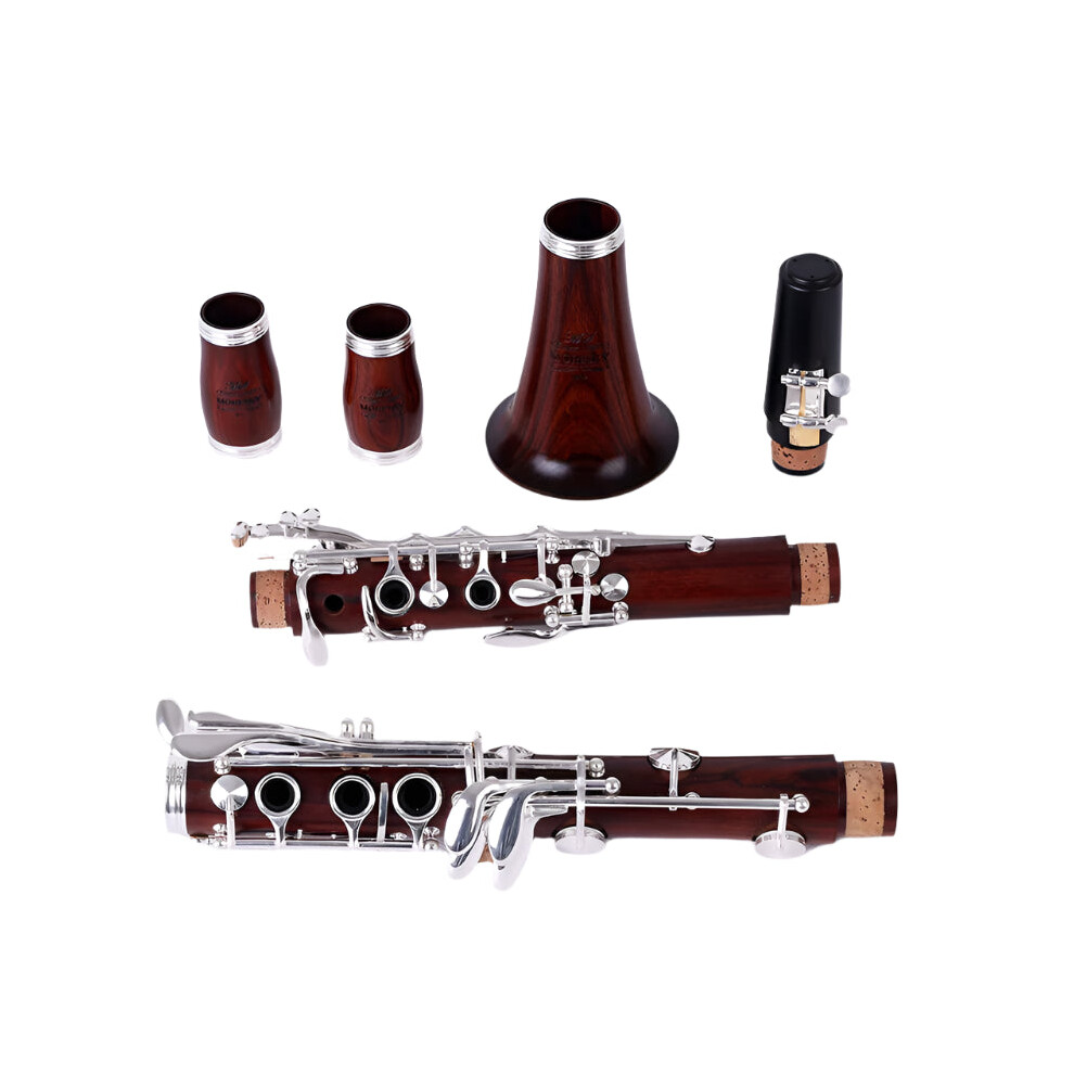 Moresky Professional Bb Rosewood Clarinet With Keys - Solid Wood M12 Model Silver 711181871708