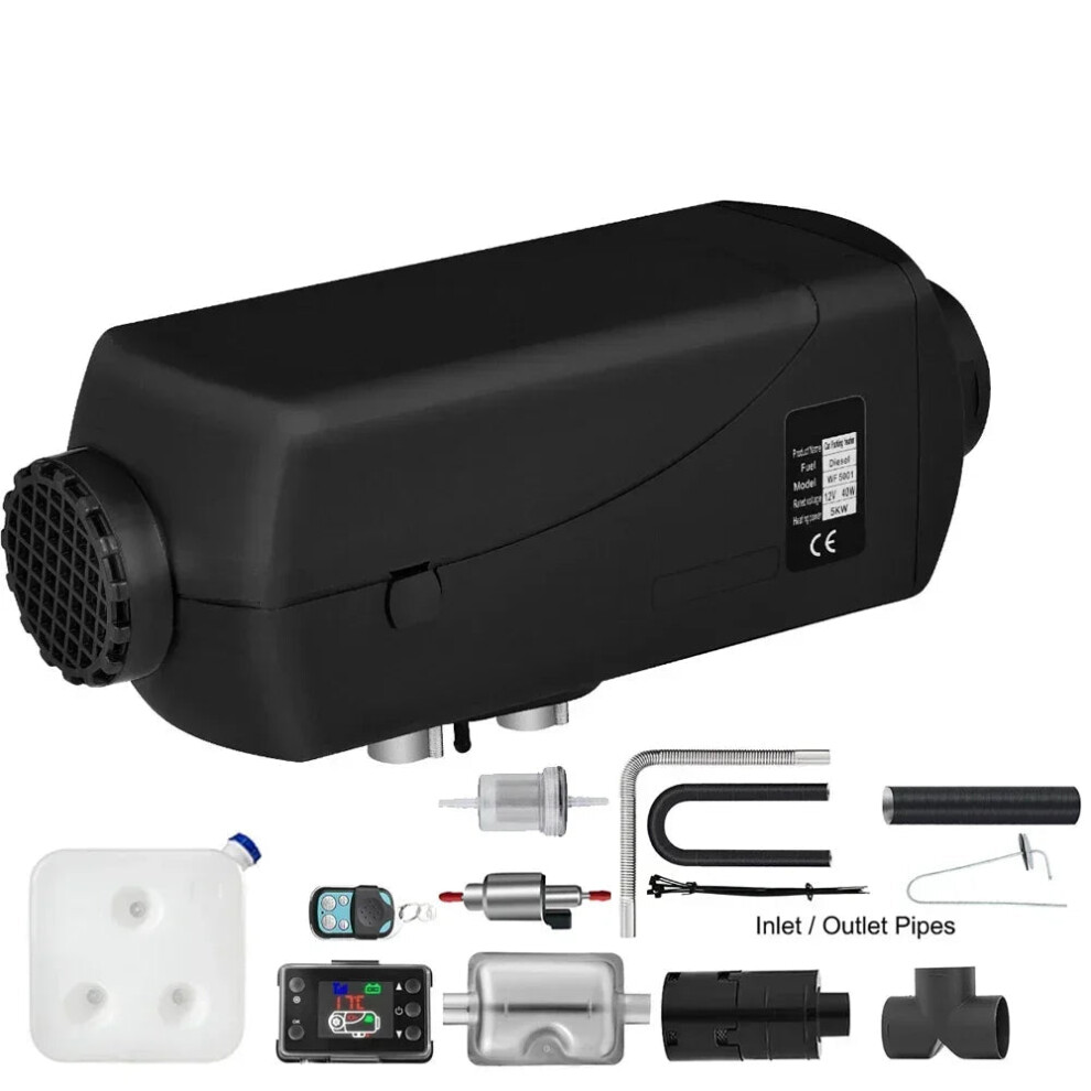 5000W Universal Car Diesel Heater - 12V/24V Parking Heater With Lcd Display & Remote Control For Caravan, Suv, Rv - Winter Warmer 744110676228