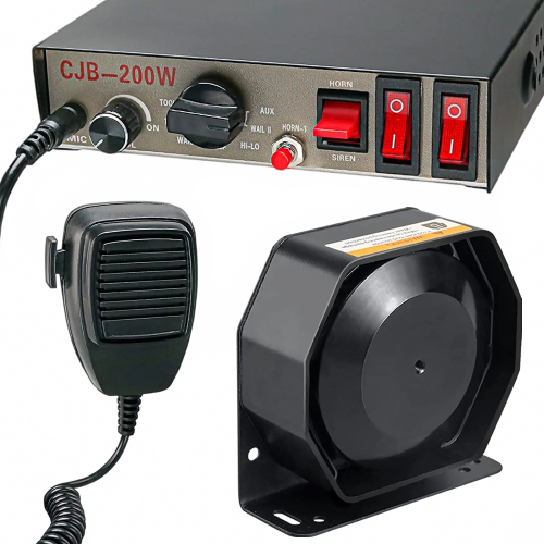 200W Multi-Tone Emergency Siren System with Microphone & Loudspeaker - 12V/24V