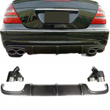 Mercedes-Benz W211 E55 AMG Sedan Carbon Fiber Rear Bumper Diffuser Lip with Tips (2002-2006)