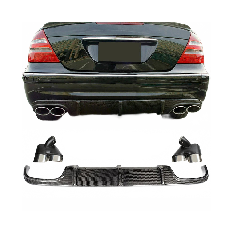 Mercedes-Benz W211 E55 Amg Sedan Carbon Fiber Rear Bumper Diffuser Lip With Tips (2002-2006) 313033118131
