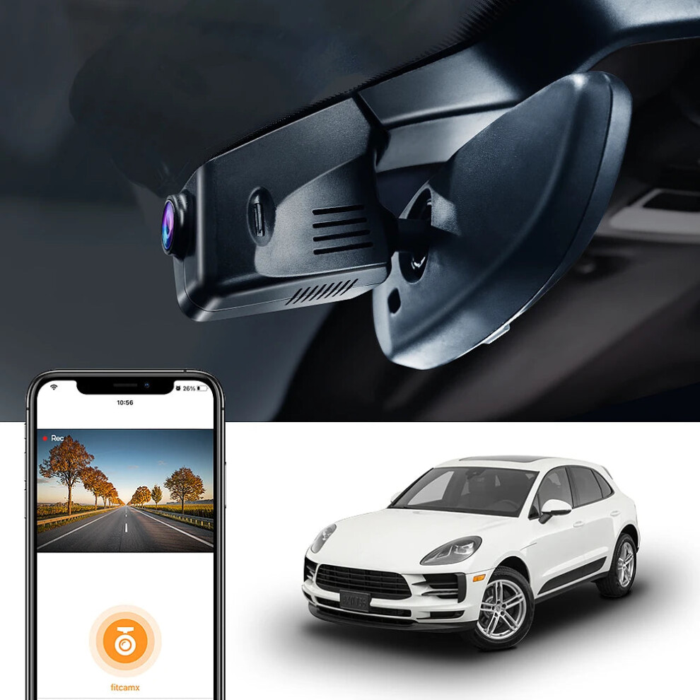 Fitcamx 4K Wireless Wifi Dash Cam For Porsche Models: Cayenne, Panamera, Macan, Taycan, Cayman, 911 Turbo, 718 Boxster 313040140187