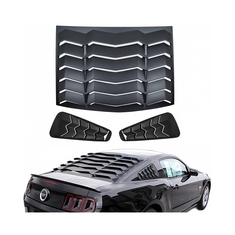 Matte Rear & Side Window Louvers Kit For Ford Mustang 2005-2014 Black 7445018968974