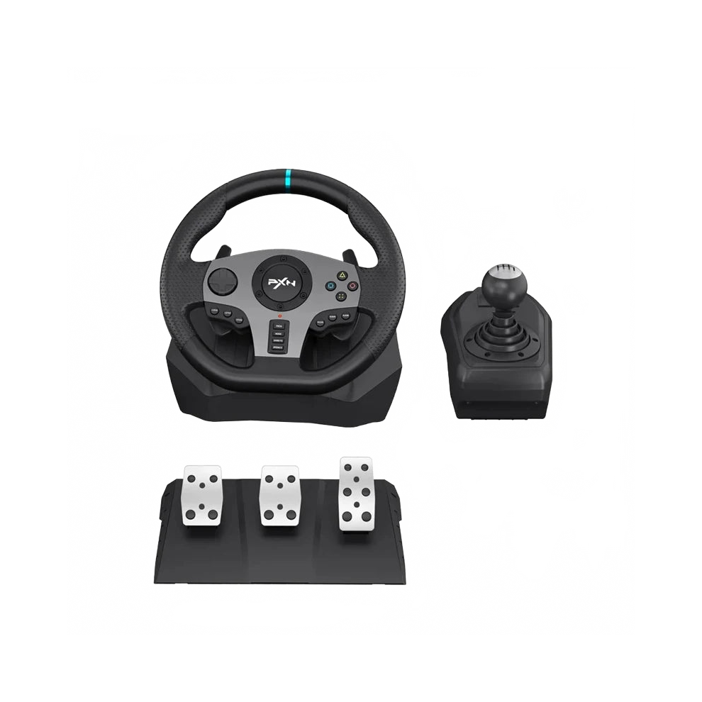 Pxn V9 Racing Game Steering Wheel - 900 Rotation, Strong Vibration, Compatible With Pc, Ps3, Ps4, Xbox One, And Switch 7445038069002