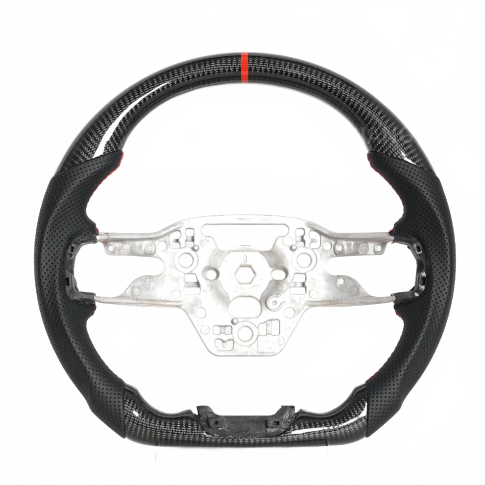 2024 Ford Mustang S650 Ecoboost Carbon Fiber Heated Racing Steering Wheel With Perforated Grip 744110684070
