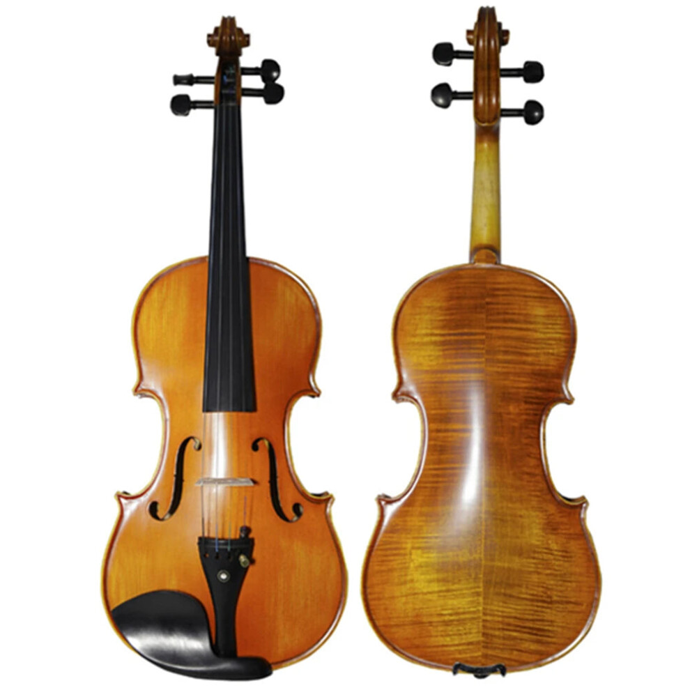 Master Handcrafted Antique Violin With Natural Maple Stripes & Ebony Fingerboard - Matt 4/4 By Tongling 711181450972