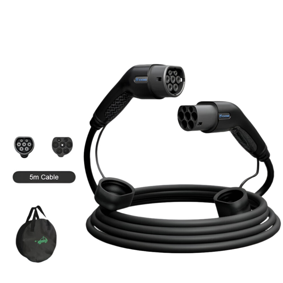 Khons 22Kw Type 2 To Type 2 Ev Charging Cable, 3-Phase 32A, 5M Length, Iec62196-2, Compatible With Ev Charging Stations 7445007245291