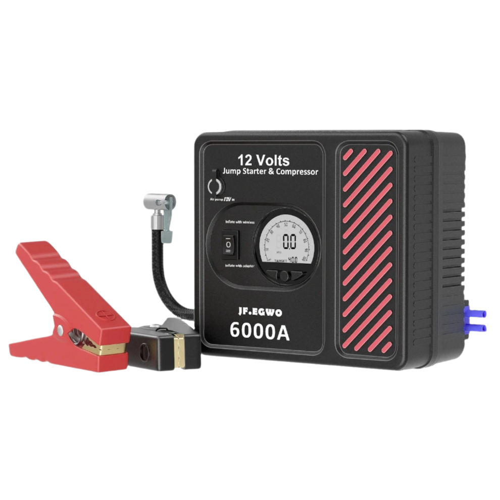 Jf Egwo 6000A Car Jump Starter & 150Psi Tire Inflator With Air Compressor, Battery Power Bank & Charger For 12V Vehicles 711181140965