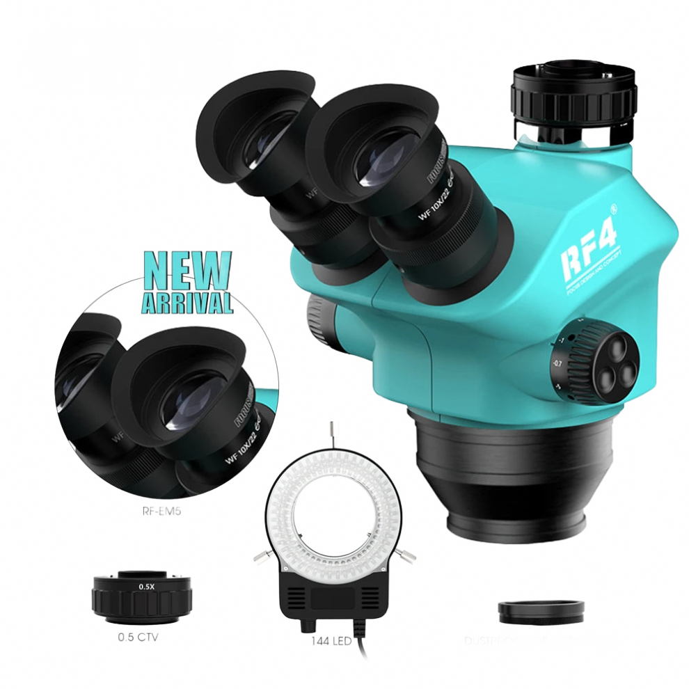 Rf4 Trinocular Microscope Head: 7-50X Simul-Focal Continuous Zoom Stereo Microscope With Wf10x 22Mm Eyepiece For Phone Pcb Soldering 7445008459437