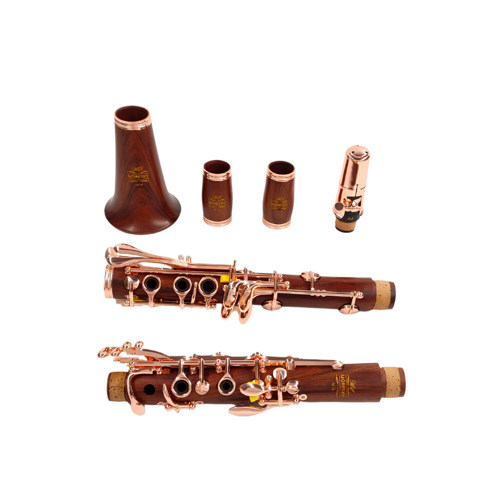 Moresky Professional Rosewood Bb Clarinet With Rose Plated Keys Gold 7445007970919