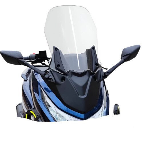 Haojue UHR150 Front Windshield & Long Rod Rearview Mirror Kit - Non-Destructive ABS Modification