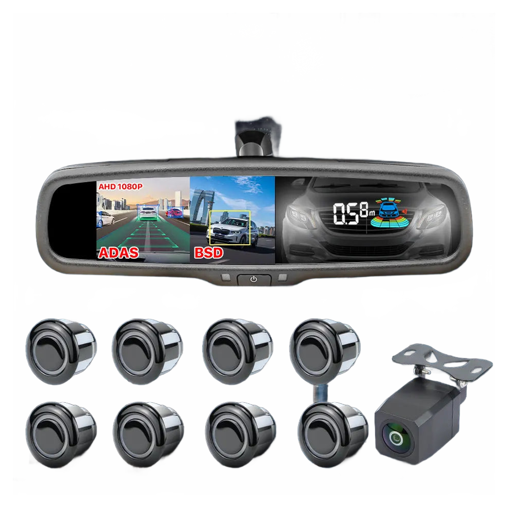 Dual Lens Rearview Mirror Dash Cam With Parking Sensor & G-Sensor - 1080P Car Dvr By Greenyi 7445031485434