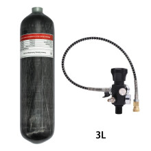 High-Pressure 3L Carbon Fiber Cylinder with Dual Gauge Valve & Charging Regulator - 4500PSI/300BAR M18x1.5 Fill Station