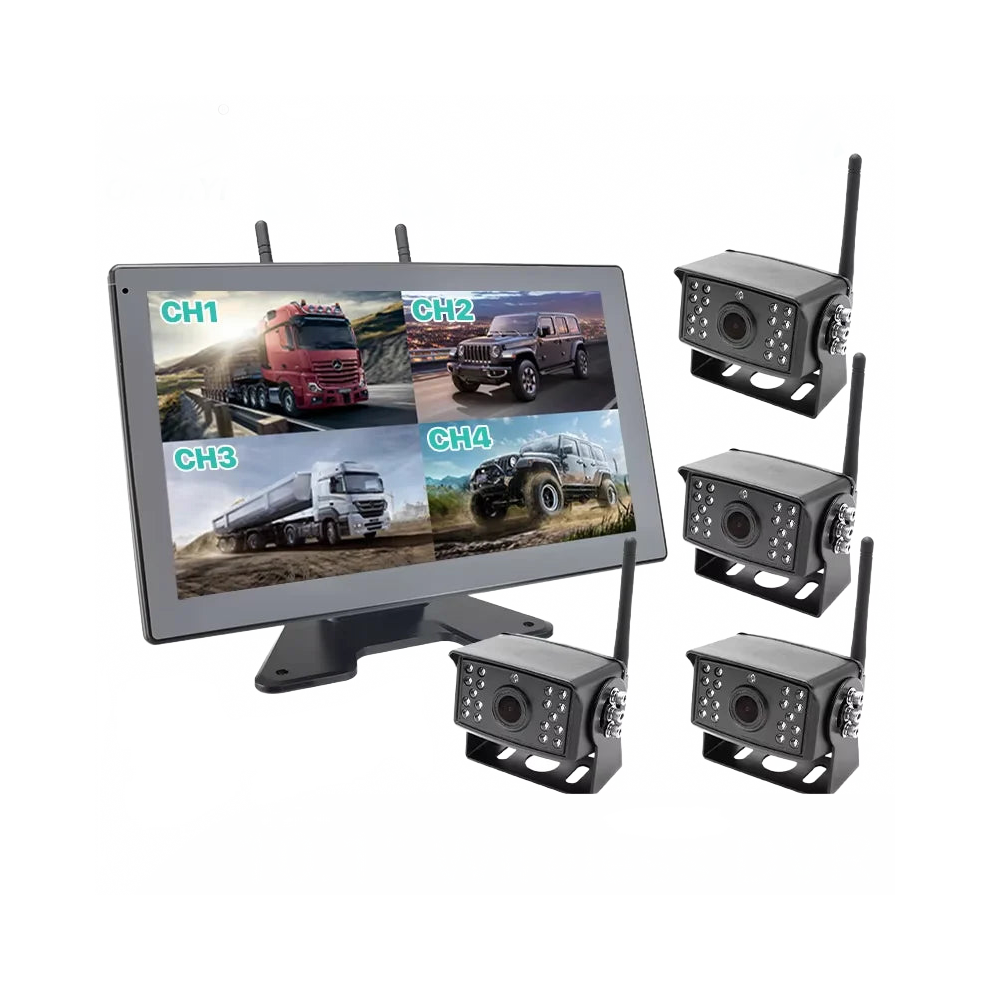 10-Inch Ahd Touchscreen Wireless Dvr Backup Camera System With Wifi & 4-Channel Monitor For Trucks, Trailers, Buses, And Rvs 7445021789702