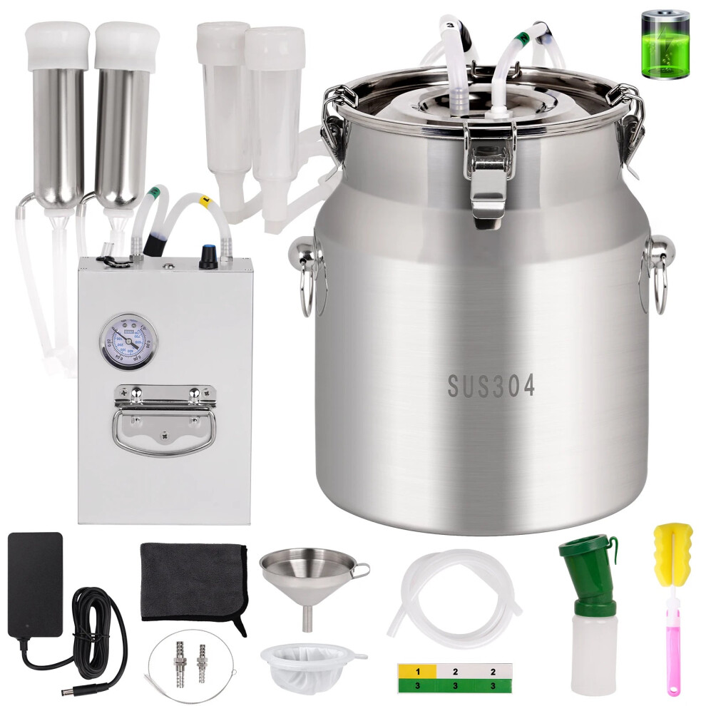 Rechargeable 8L Electric Goat Milking Machine With Vacuum Pulsation Suction For Sheep Farms 711181871302