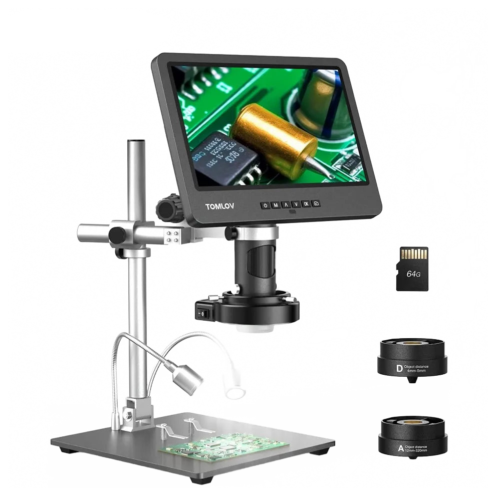Tomlov Dm602 Pro Hdmi Microscope - 2000X Magnification, 3 Lenses, 10.1-Inch Ips Lcd For Pcb Soldering, Phone Repair, And Coin Viewing 313093542587