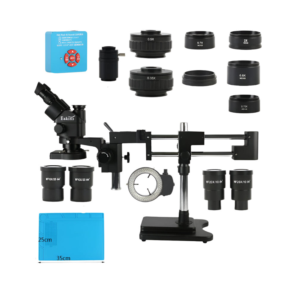Advanced 3.5X-180X Trinocular Stereo Microscope With Dual Boom Arm & 2K/4K Hdmi Usb 55Mp/48Mp Camera 313089529547