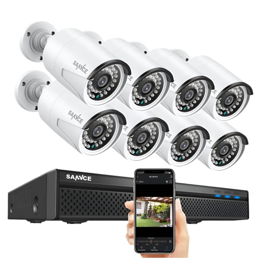 8-Channel 5Mp Poe Cctv Security System With 8Mp Nvr & Outdoor Ip Cameras - Sannce Surveillance Kit 711181280890
