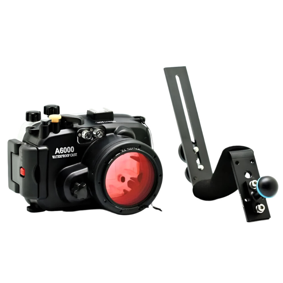 Meikon Underwater Camera Housing For Sony A6000 With 16-50Mm Lens, 40M/130Ft Depth, Diving Handle & 67Mm Filter Red 7445002647663