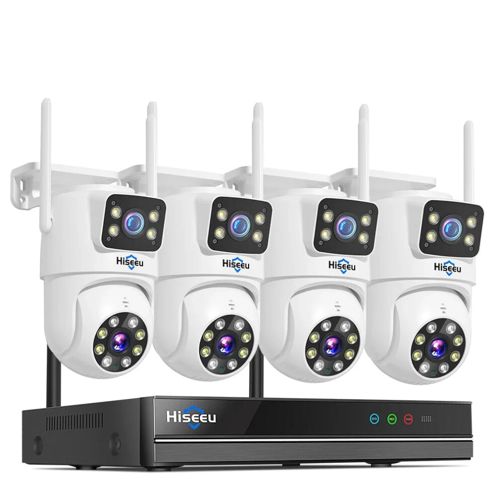 Hiseeu 6Mp Dual Lens Wifi Smart Ptz Ip Camera With Ir Night Vision & Auto Tracking - 16Ch Nvr Cctv Surveillance System 313056839808