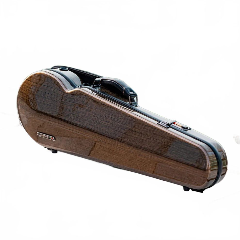Triangle Lightweight Violin Case 4/4 Size With Sheet Music Bag, Code Lock, Waterproof Hybrid Carbon Fiber Dark/Gold 7445050437490