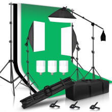 Complete Photography Lighting Kit: Includes 2x2m Muslin Backdrops, Softbox Light Stands, and Portable Carrying Bag for Professional Photo St