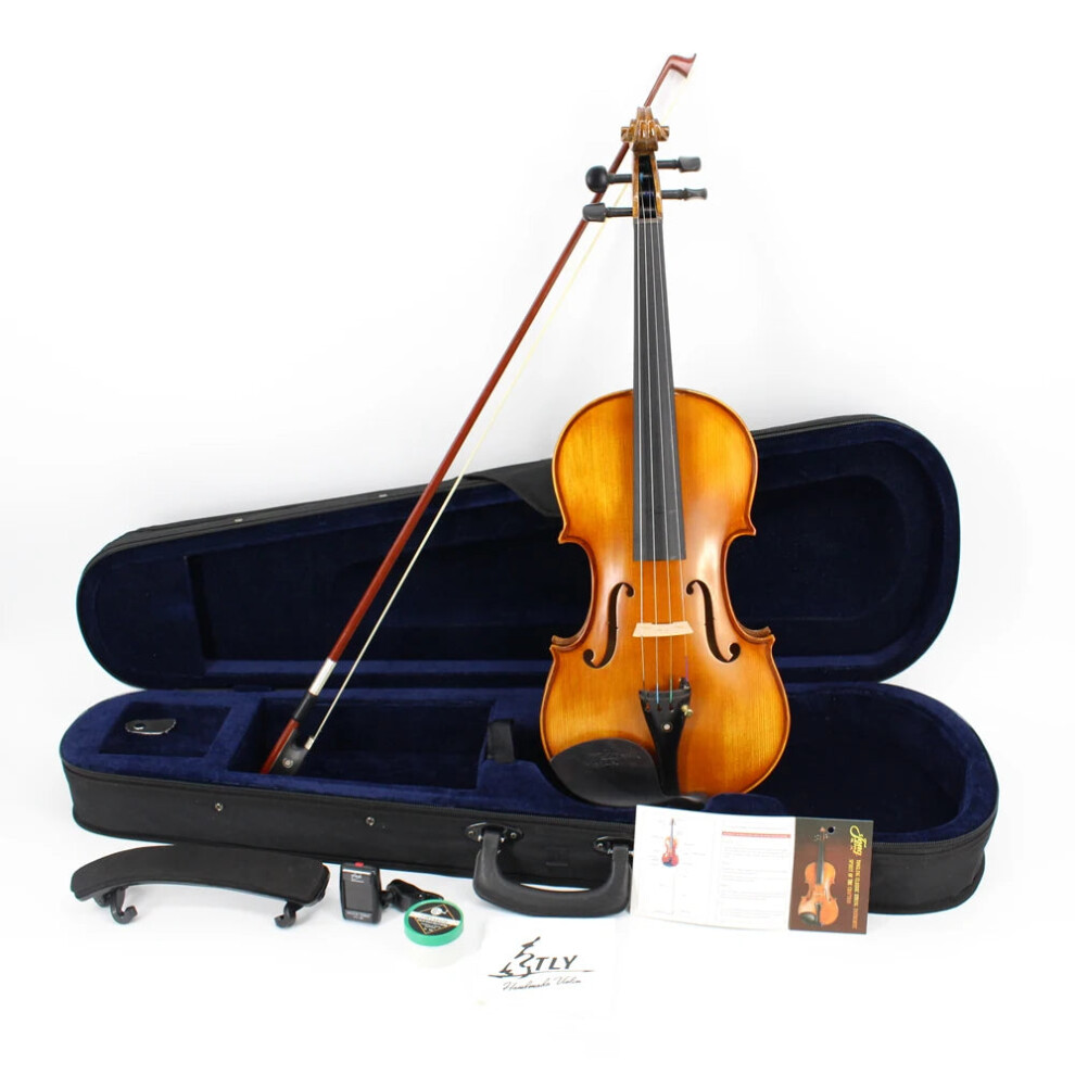 Handcrafted 4/4 Full Size Natural Flame Maple Violin Set With Case & Bow 726084614017