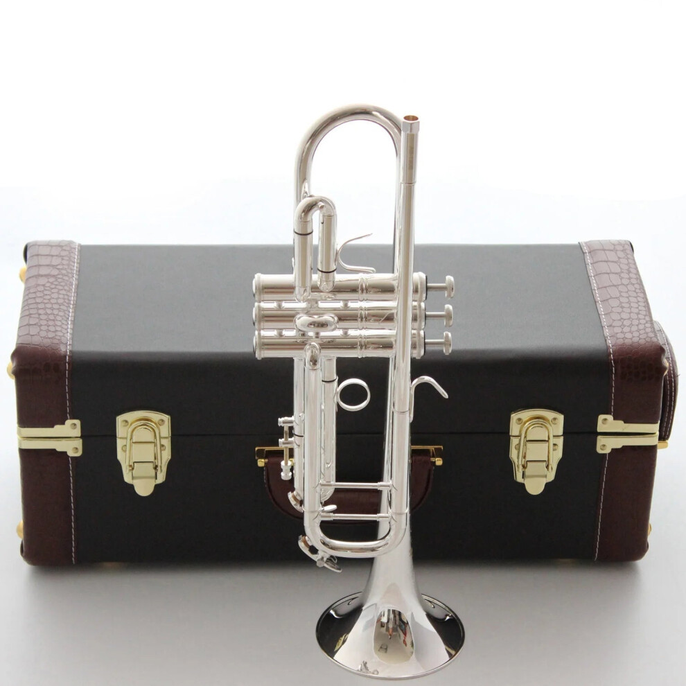 De Xin Plated Professional Bb Trumpet - Model Lt180s37 With Case, Mouthpiece & Accessories For Students Silver 313096165134