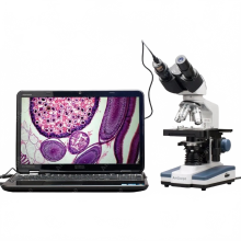Advanced LED Digital Binocular Compound Microscope with 3D Stage & 5MP USB Camera, 40x-2500x Magnification - Amscope Supplies