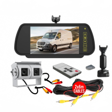 IPoster 7 - Zoll Spiegelmonitor mit Dual - Head IR Rückfahrkamera für Wohnwagen, Anhänger, Wohnmobil - Weiß