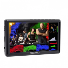 FEELWORLD FW568 V3 5,5-inch draagbaar DSLR-camera veldmonitor met 4K HDMI in/out, Full HD 1920x1152, golfvormweergave, kantelarm en stroomui
