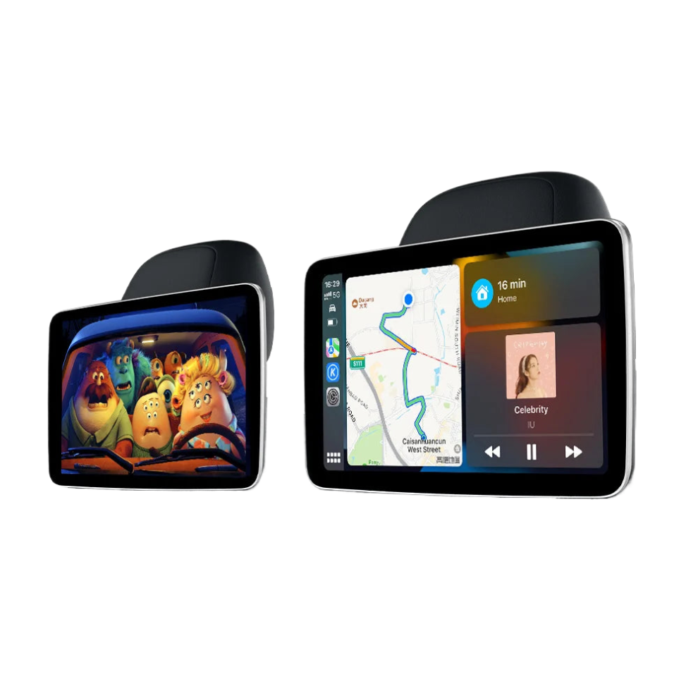 Android 12 Car Headrest Monitors With Wireless Carplay - Dual Ips Screens For Rear Seat Entertainment 744759780942