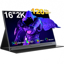 Uperfect 16 2, 5K 144 Hz/120 Hz Tragbarer Monitor - 2560x1600, 16: 10, 100% sRGB, 400cd/m² - Ich Reise Gaming - Display für Laptop, Switch, PS4