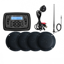 Marine Bluetooth Stereo - Audiosystem mit GR306 Radio, N4001B Bootlautsprechern, FM - Antenne und erweitertem Kabelsatz